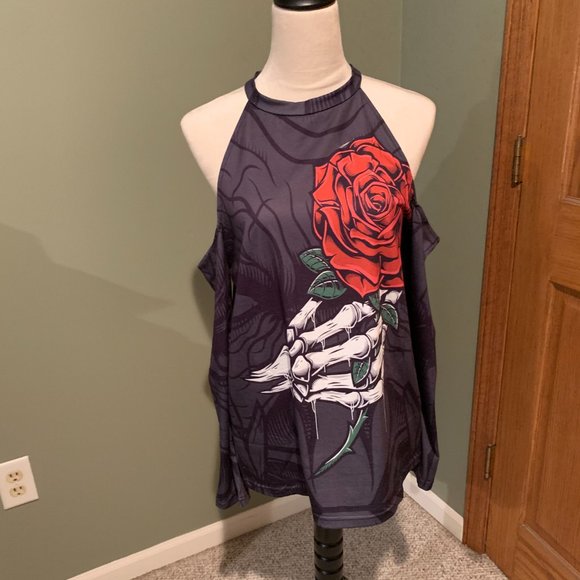 COLD SHOULDE LONG SLEEVE TOP SIZE M   #272 - Picture 2 of 2